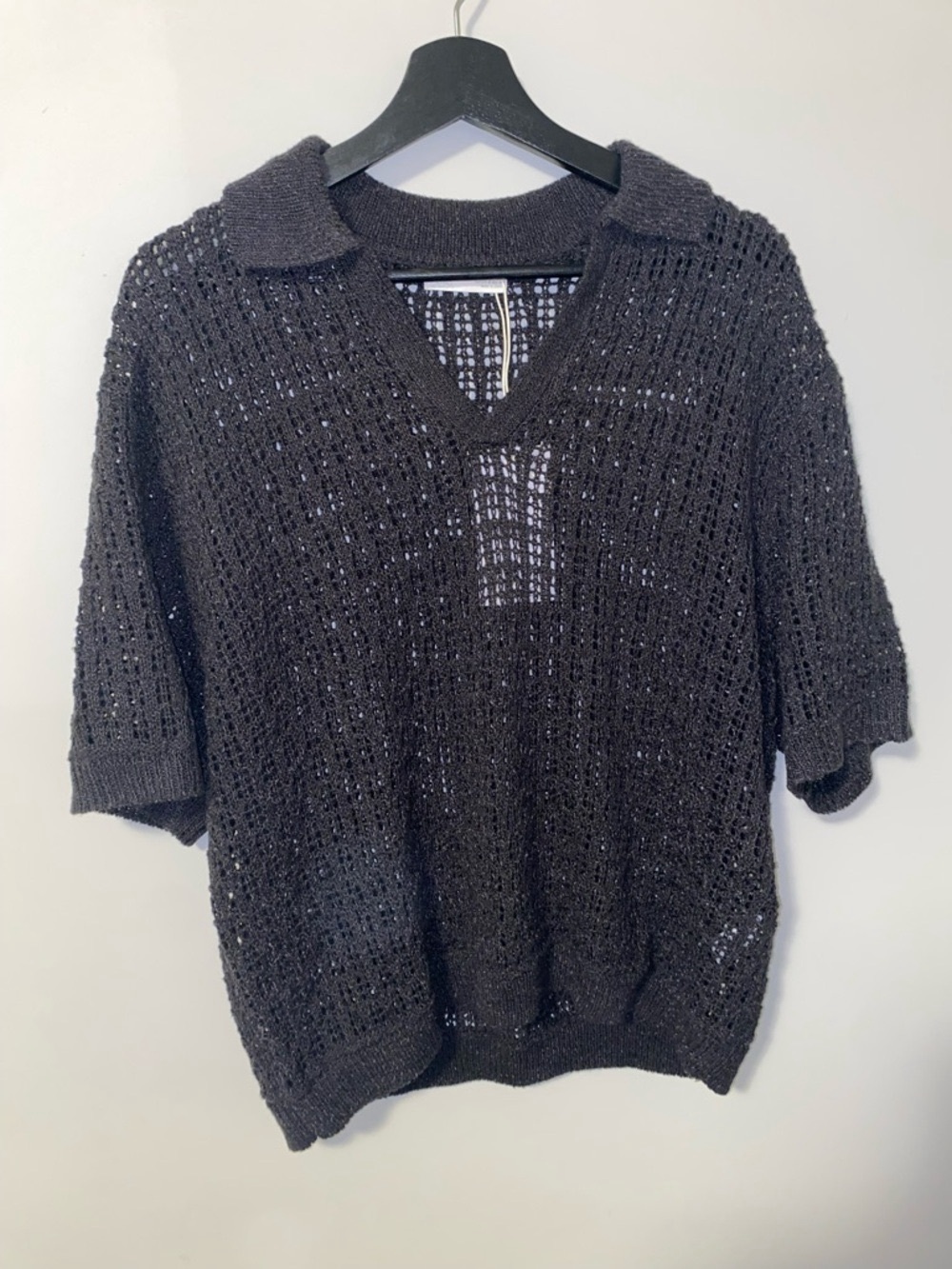 ZARA CUTWORK KNIT POLO SHIRT NEW WITH TAGS